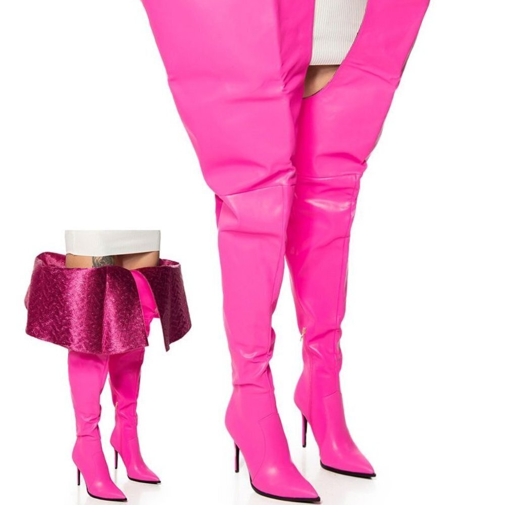 AZALEA WANG " PERSONIFIED ABSTRACT " THIGH HIGH BOOT IN PINK(BRAND NEW!!!